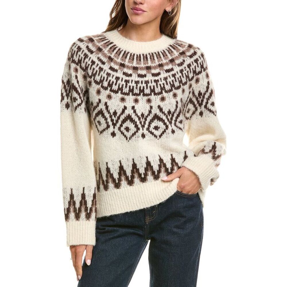 Madewell Womens Ryan Fairisle Wool & Alpaca-Blend Pullover, White